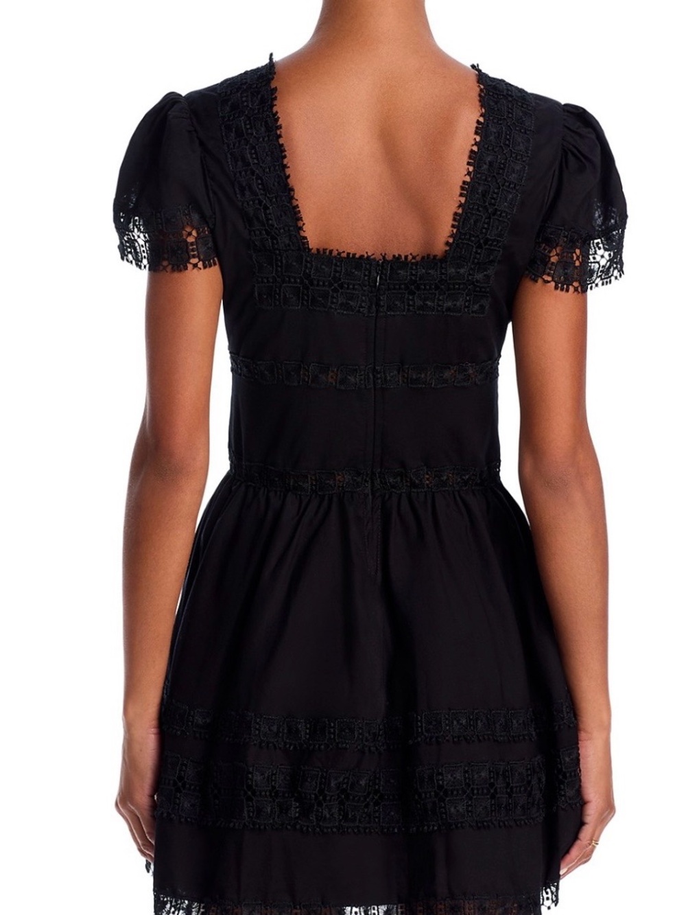 Peixoto Black V-Neck Lace Trim Mini Dress - Picture 2 of 10